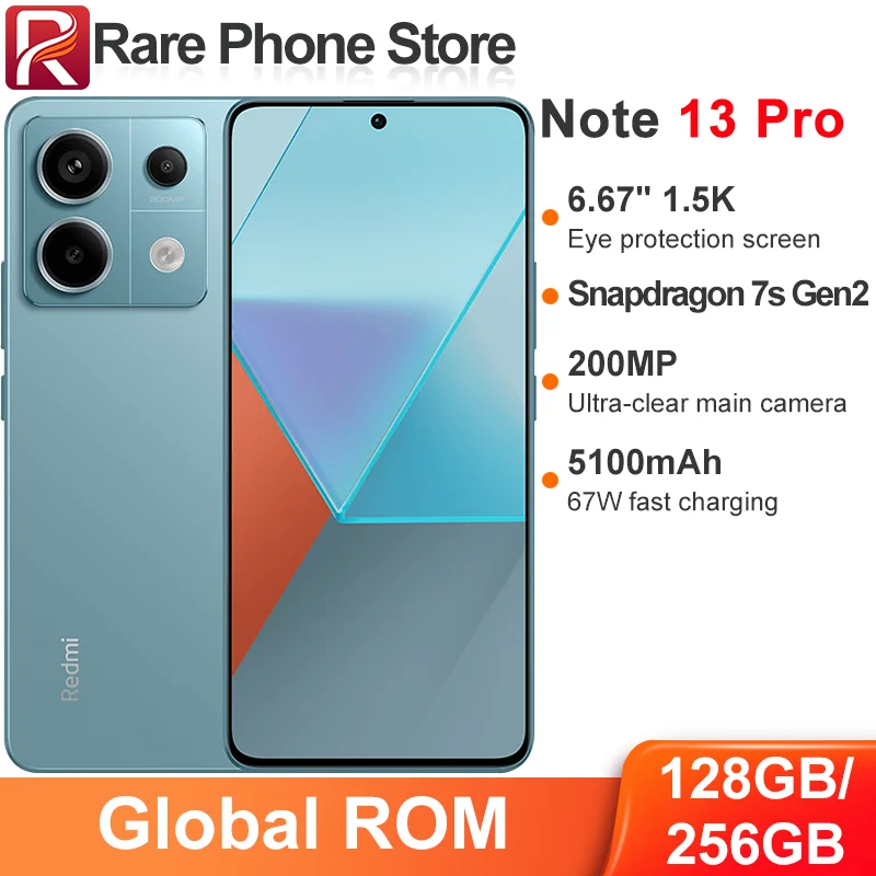 Global ROM Xiaomi Redmi Note 13 Pro 128GB/256GB/512GB Snapdragon 7s Gen 2 6.67 ” Screen 200MP+16MP Camera 5100mAh Battery 67W