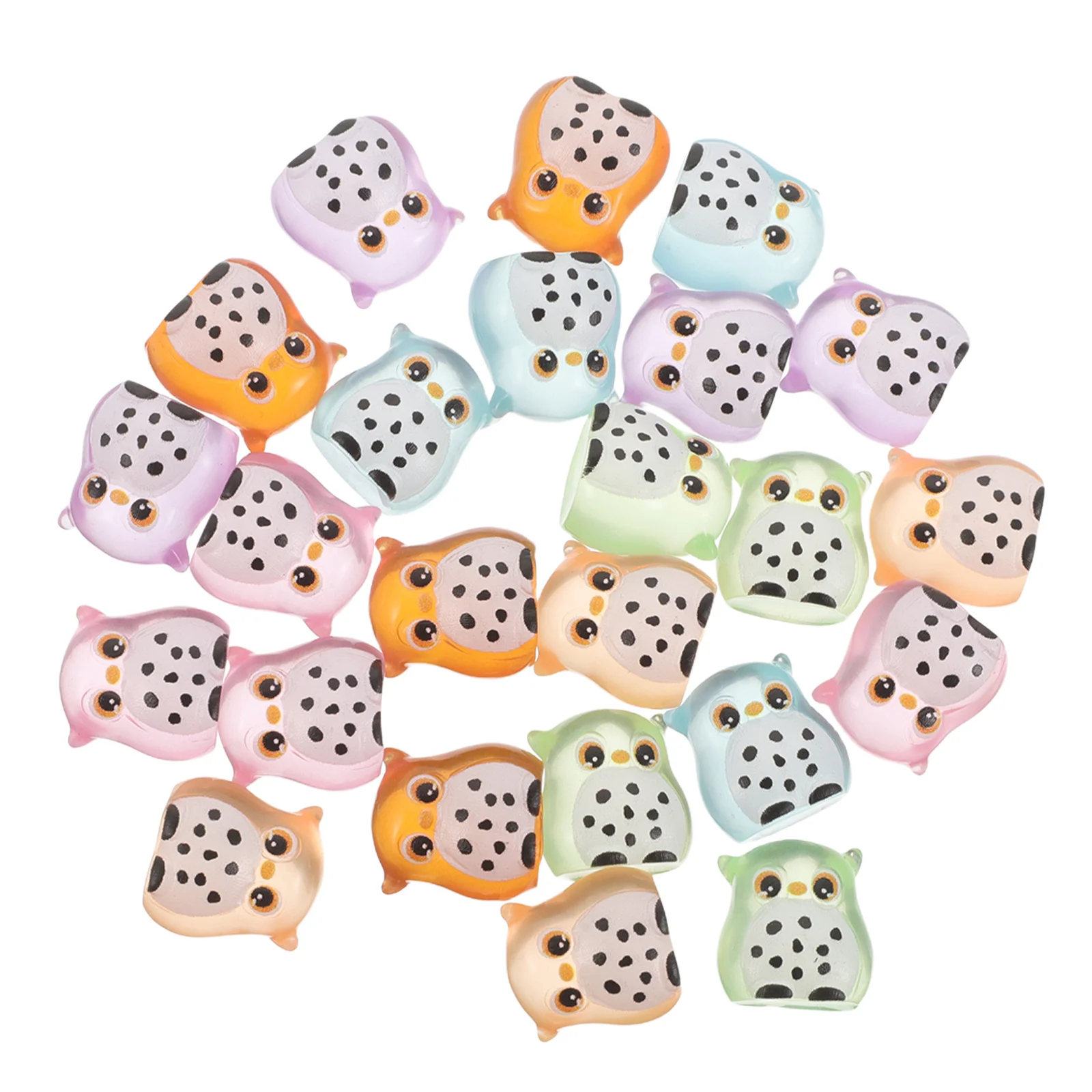 

24Pcs Luminous Mini Owls Cartoon Resin Glow in The Dark Decorations for Crafts Desk Home Office Cute Unique Small Resin Animal