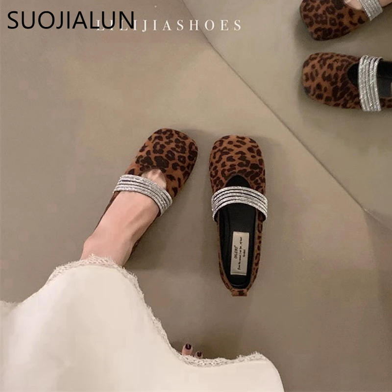 SUOJIALUN 2024 Autumn Women Flat Shoes Fashion Round Toe Shallow Slip On Boat Shoes Soft Flat Heel Outdoor Dress Mary Jane Shoes