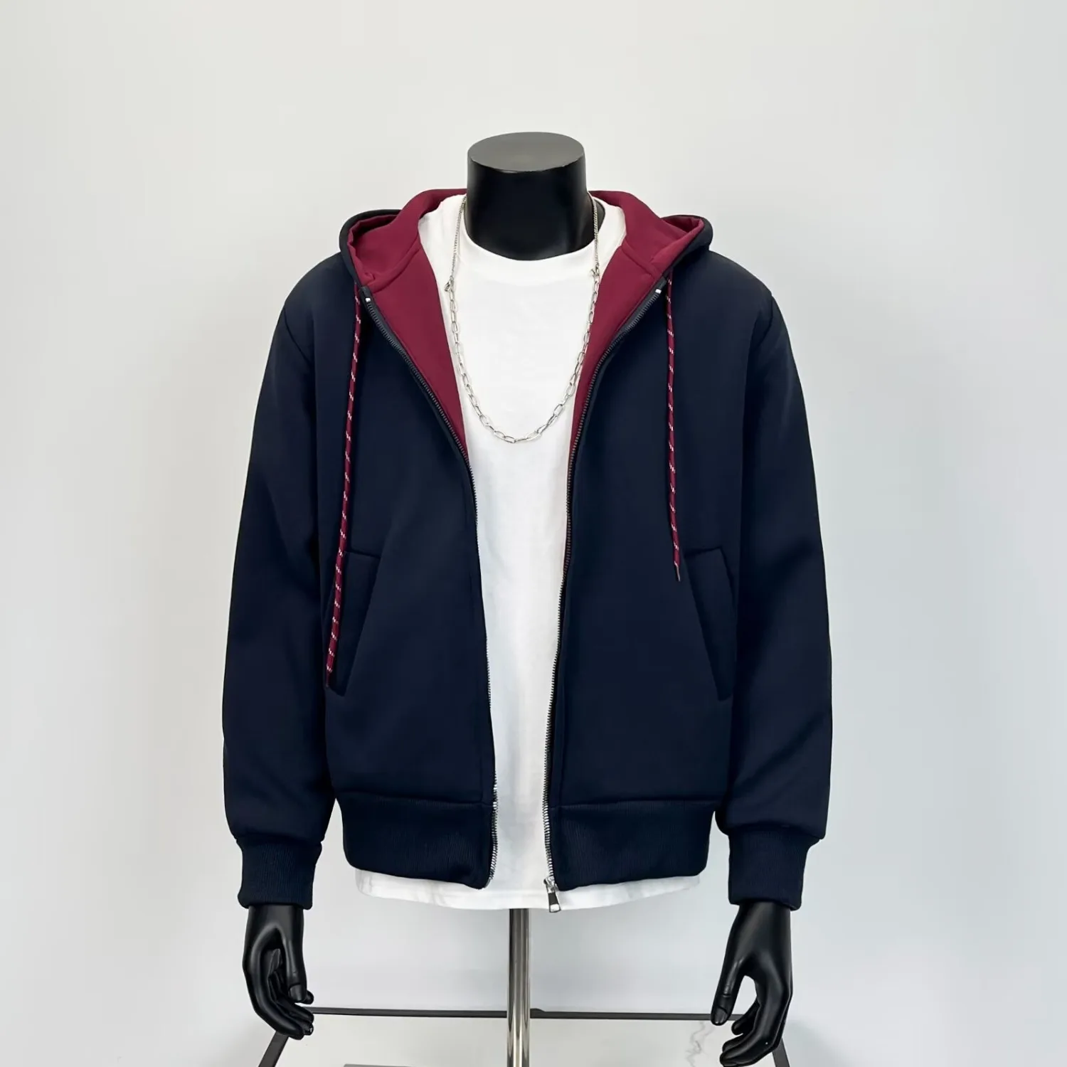 

New Cotton Zip Hoodies & Sweatshirts for Men Autumn Navy Blue Loose Hoodie Spring Long-sleeved Top Men Oversized Hoodie 2025