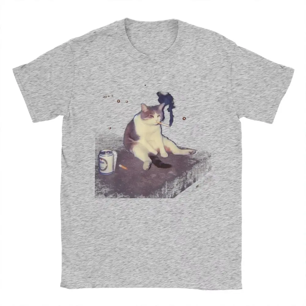 Cigarette Kitten Funny Smoking Cat Meme Stupid Brainrot Summer T Shirt Cotton Hipster T Shirt for Casual Loose Top Tee Unisex