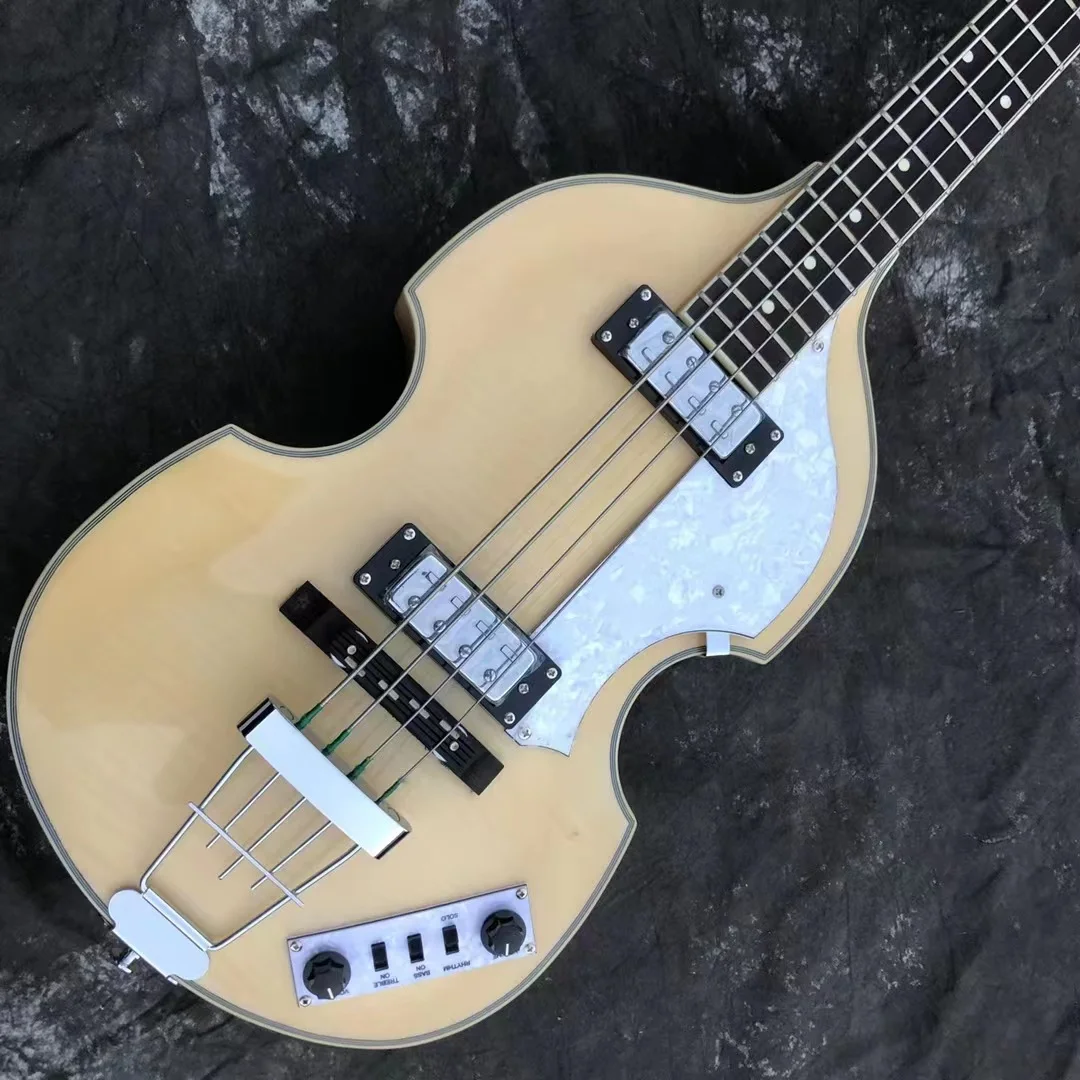 John Entwistle style natural wood club bass Semi Hollow Body bass electric Guitarra 4 strings bass hofner bass