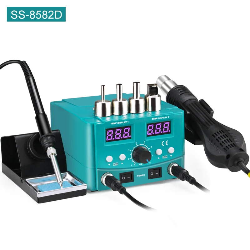 SS-8582D LED Doppio Display Digitale Stazione di Saldatura BGA 700W Pistola Ad Aria Calda Rilavorazione Stazione di Saldatura 2 in 1 Strumenti di Saldatura di Riparazione