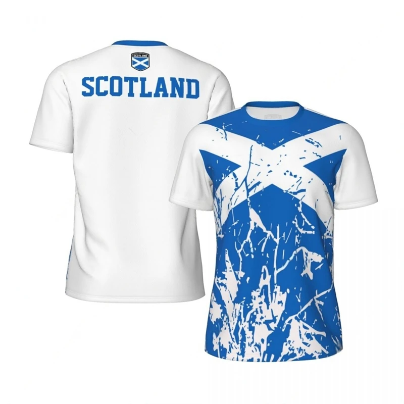 Scotland Flag Graphic Football T Shirts Mens National Emblem 3D Printed Sports T-shirt Running Bike Soccer Tennis Fitness Tees view 4
