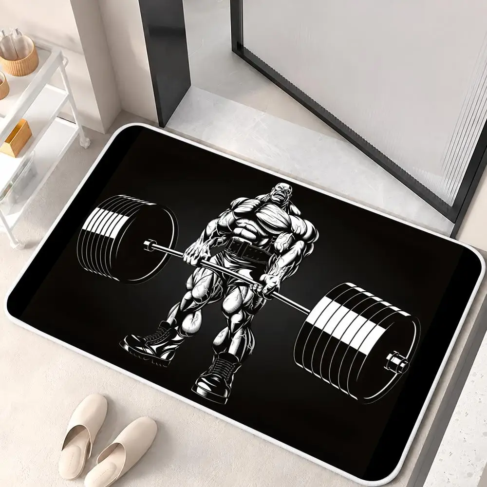 Bodybuilding G-GYM Floor Mat Flannel Rug Non Slip Absorbent Soft Washable For Entryway Hallway Bathroom Kitchen Decor