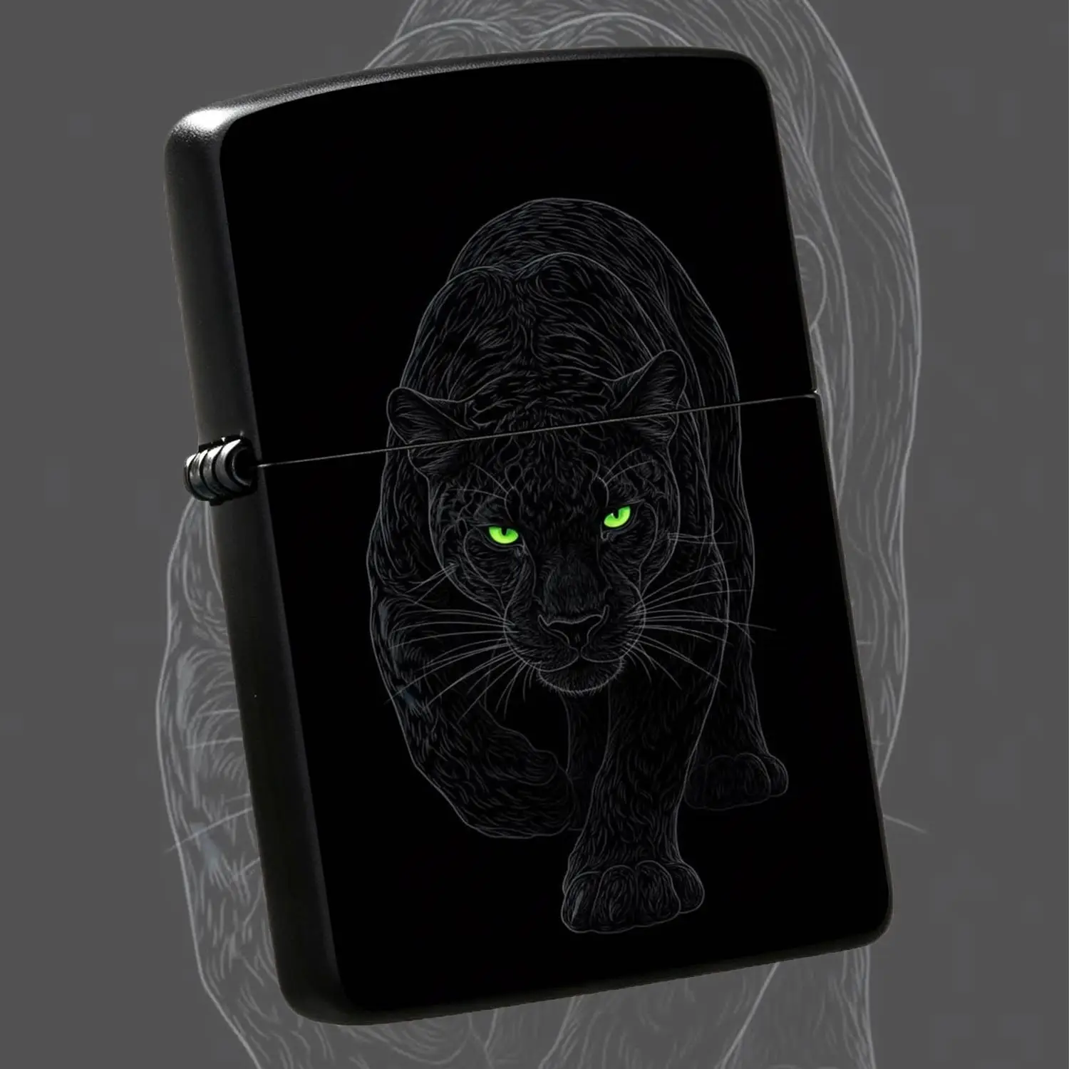 Stylish Stealth Panther Themed Portable Igniter, Fits Daily Outings, Outdoor Camping, Business Gifting Scenarios, Striking Bright Green Eyes With Dim Line Art Builds Strong Night Vibe, Blends Practicality And Unique Taste, Perfect For Self