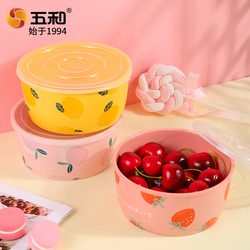 

Wuhe Fruit Preservation Bowl Resin Melamine Tableware with Lid Lunch Box Rice Bowl Instant Noodle Bowl Salad Bowl Noodle Bowl