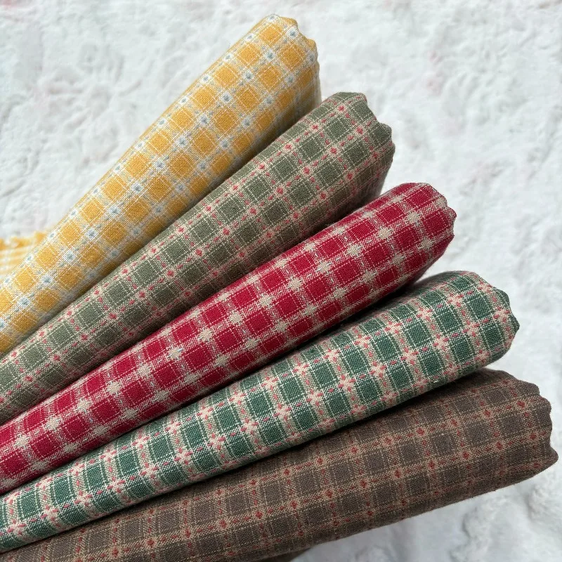 DIY Japan Kleines Tuch Garn gefärbt Gewebter Baumwollstoff Plaid Brokat Patchwork Quilt Handwerk Stoff Tuch Stich Nähen Puppenkleidung