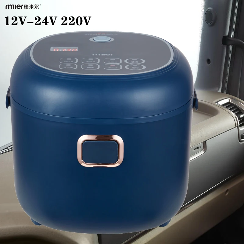 New 2L 12-24V 220V Trible Voltage Rice Cooker for Car Truck Home Use Multifunction Cooker