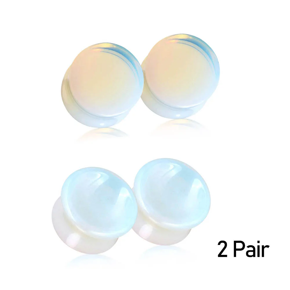 1/2 Paar Ohrmessgeräte Plugs-Natürlicher Rosenquarz Opalit Sattel Ohr Expander Keil Ohr Tunnel Piercing Körperschmuck – Detail 7