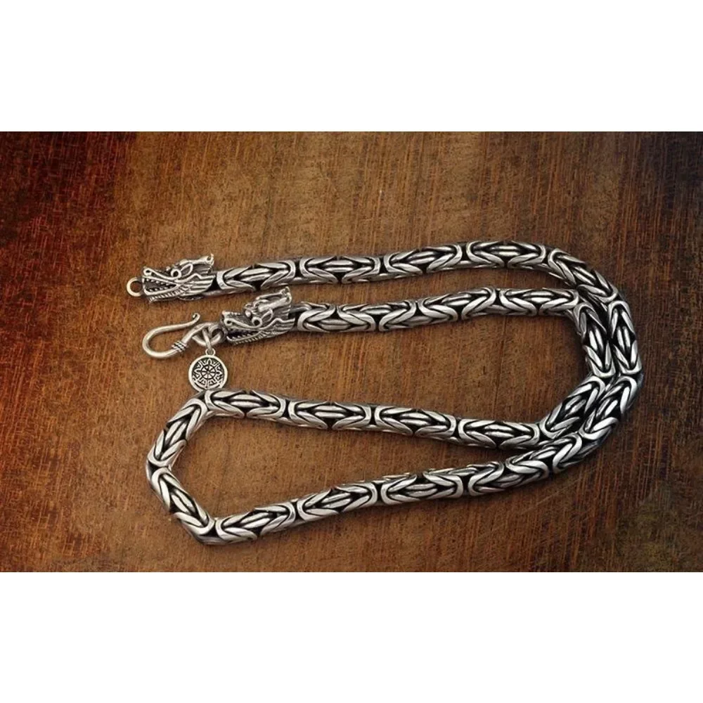 

Hot Sterling Silver pretty Retro necklace for men women classic 8MM rchain dragon Fashion designer Jewelry Wedding party Gifts