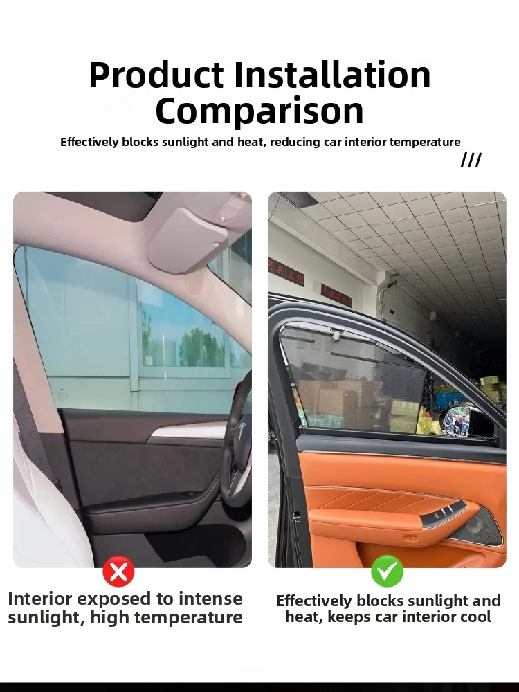 For AITO M8M9 Retractable Car Window Sun Shade  UV Protection Side Window Curtain Heat Insulation Privacy Screen Car Accessories view 6