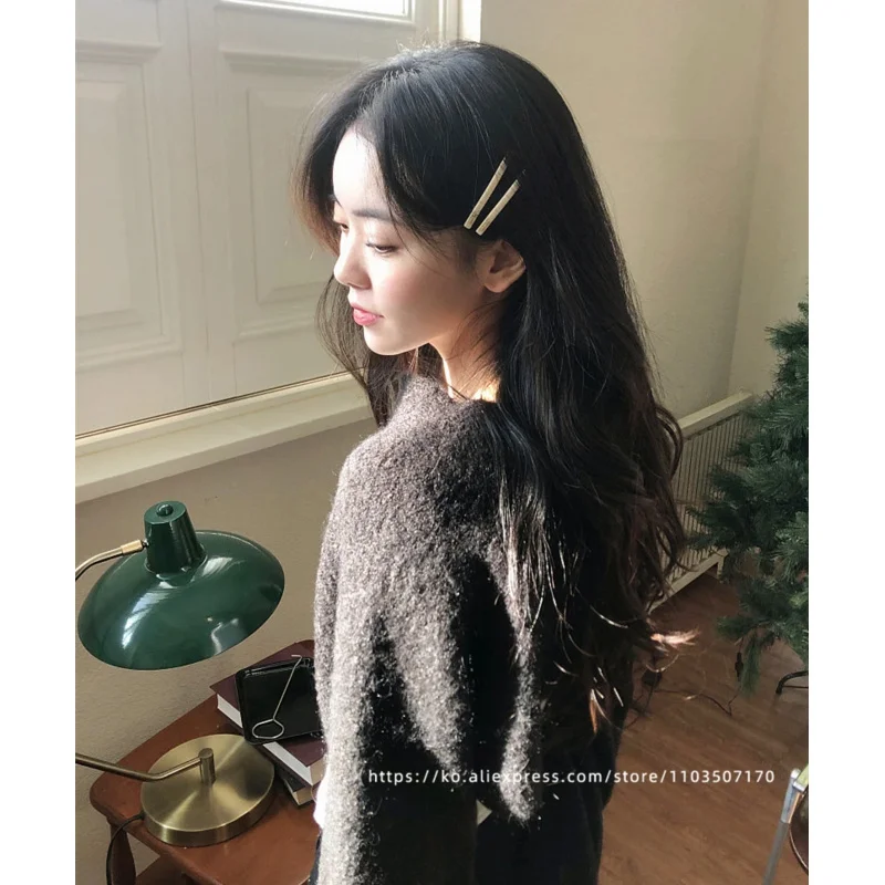 Jennie\'s candy colored buckle clip~South Korean France small bangs clip, broken hair clip, side clip with a straight line clip