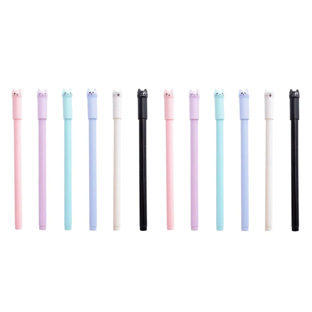 

12 pcs Pens Cartoon Cat 0 5mm Gel Pens Stationery Student Stationery Creative Writing Smooth Glide
