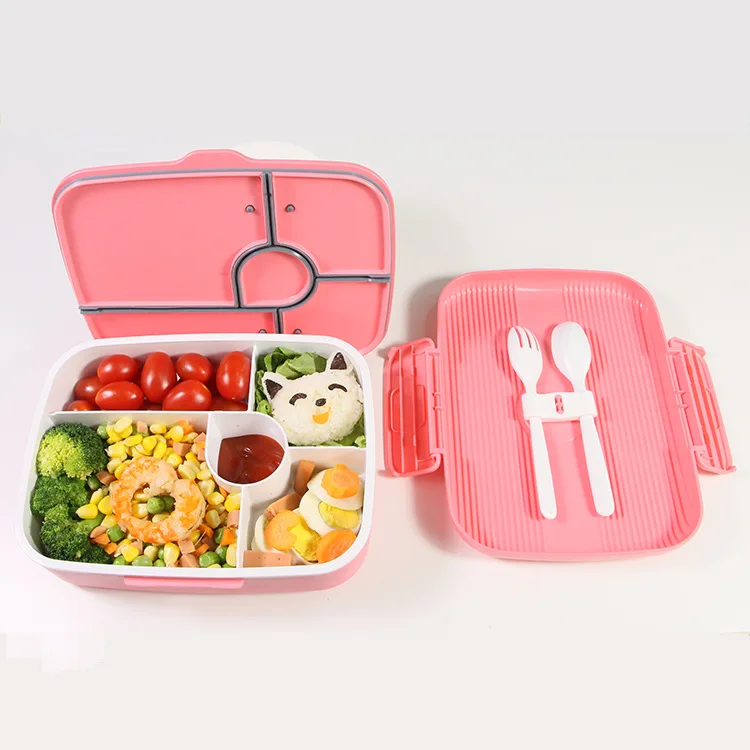 

New plastic children's tableware lunch box silicone sealed leak proof lunch box cross-border student compartment safe lunch box