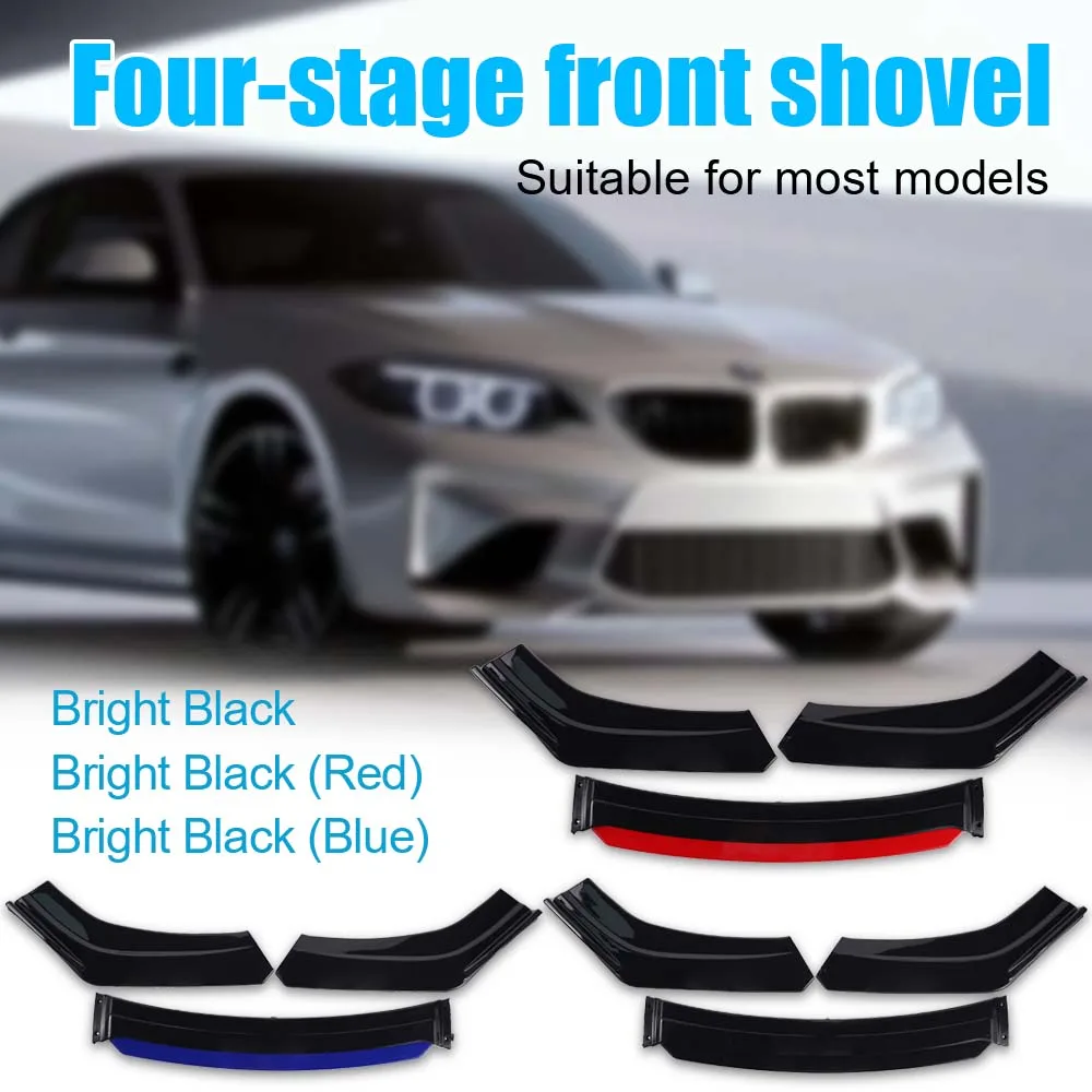 

4Pcs 71.25-Inch Car Front Lip Front Bumper, Car Anti-Collision Wing, Four-Section Front Lip Suitable for Various Models