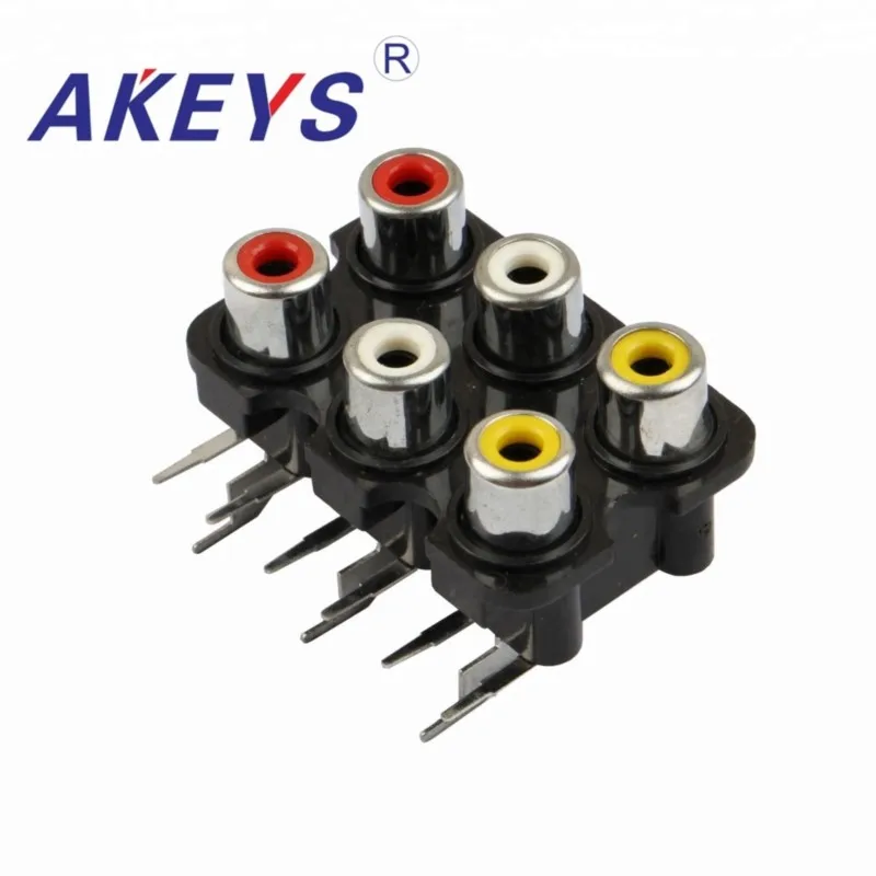 10 PCS AV6-8.4-07 250V multiple plug socket 6holes normal av socket with screened RCA