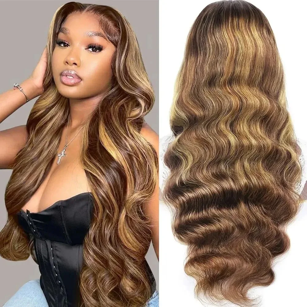 30 40 Inch Highlight 13x4 Lace Front Human Hair Body Wave 13x6 Lace Frontal Wig Brazilian 250 density For Black Women