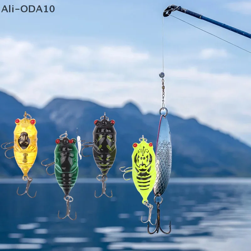 

ODA10-1/4Pcs Fishing Lures 48mm 6g Insect Soft Wings Wobblers Crankbaits Artificial Plastic Insect Bait With 8# Hook​s