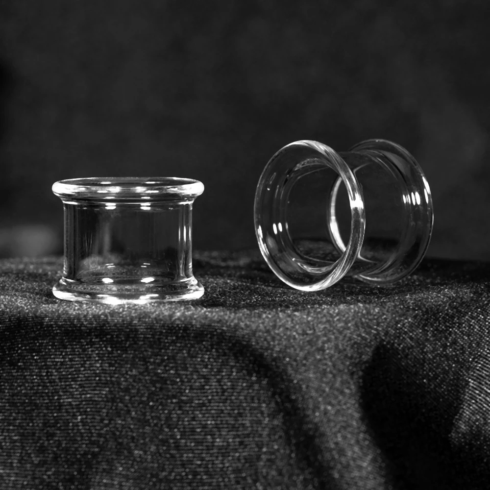 2pcs Glass Ear Gauges Plugs and Tunnels Clear,Rainbow Double Flared Gauges Earrings 6-16mm Ear Stretcher Expander Body Jewelry