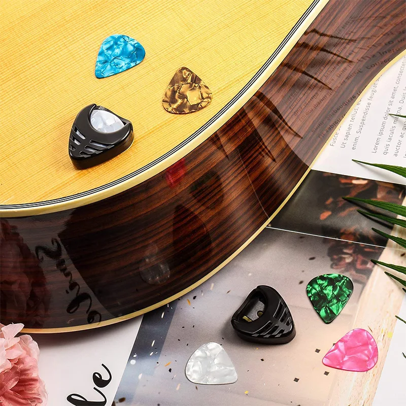 12Pcs Guitar Pick Holder Stick-On Plastic Guitar Pick Case with Adhesive Back for Bass Ukulele Acoustic Guitar Accessories