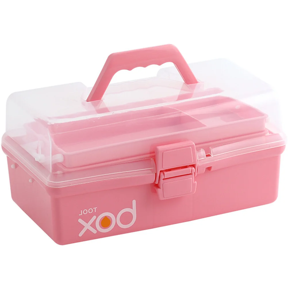 صندوق تخزين طبي وردي محمول متعدد الطبقات مقاس S حافظة طبية للإسعافات الأولية في حالات الطوارئ للمنزل والمكتب صندوق دواء السفر #3