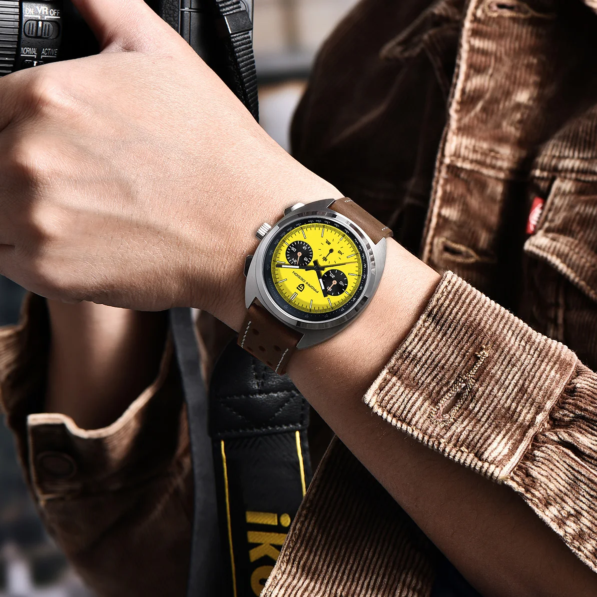 PAGANI DESIGN 2026 New Retro Yellow Quartz Watch For Men Sport Chronograph Sapphire Crystal 100M Waterproof Luminous Wristwatch