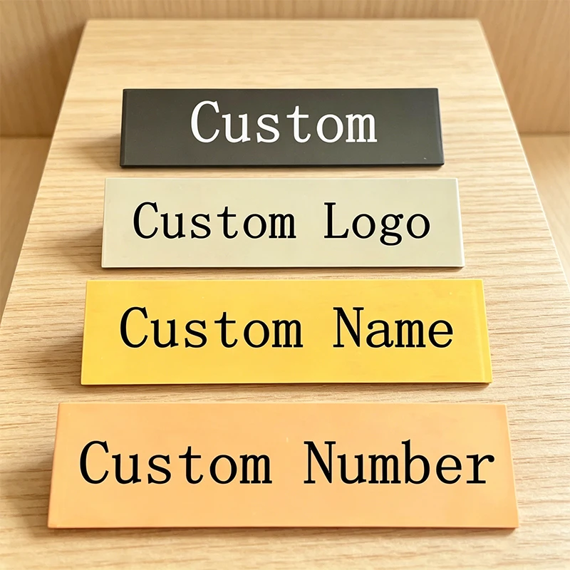Épingles à broche personnalisées en acier inoxydable 7*2cm avec logo et nom, plaques d'identification gravées, badges métalliques, accessoires
