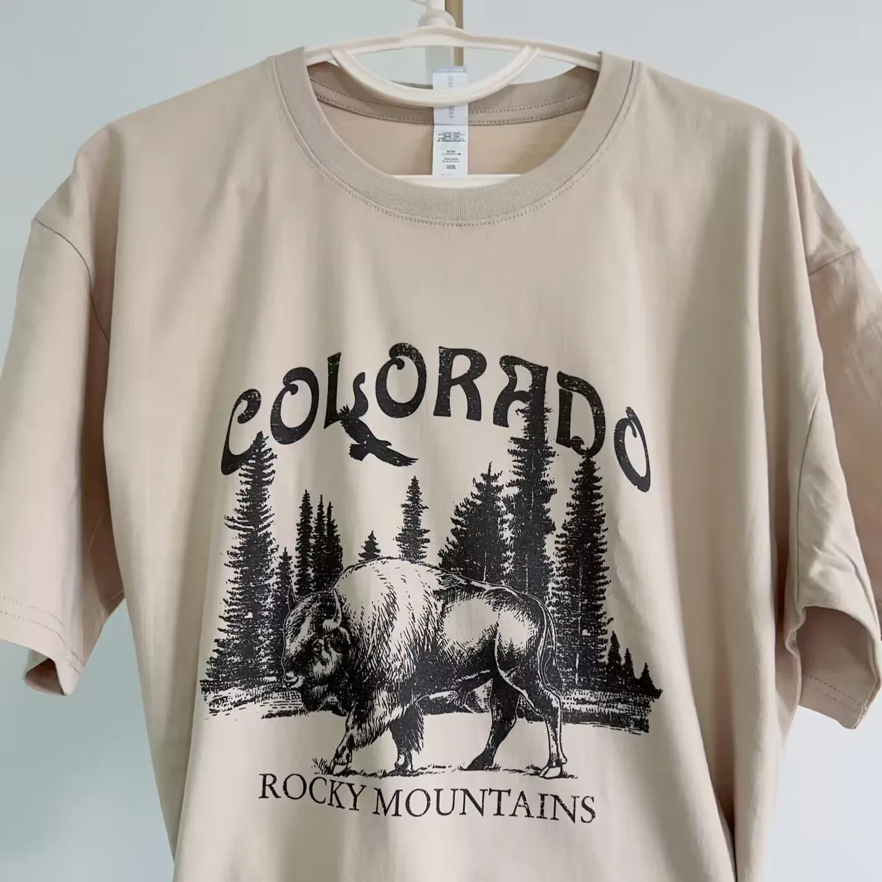 Colorado Buflo Printed White T Shirt  Retro desert Tees Women Short Sleeve Cotton Fashion O-Neck Printing Tops