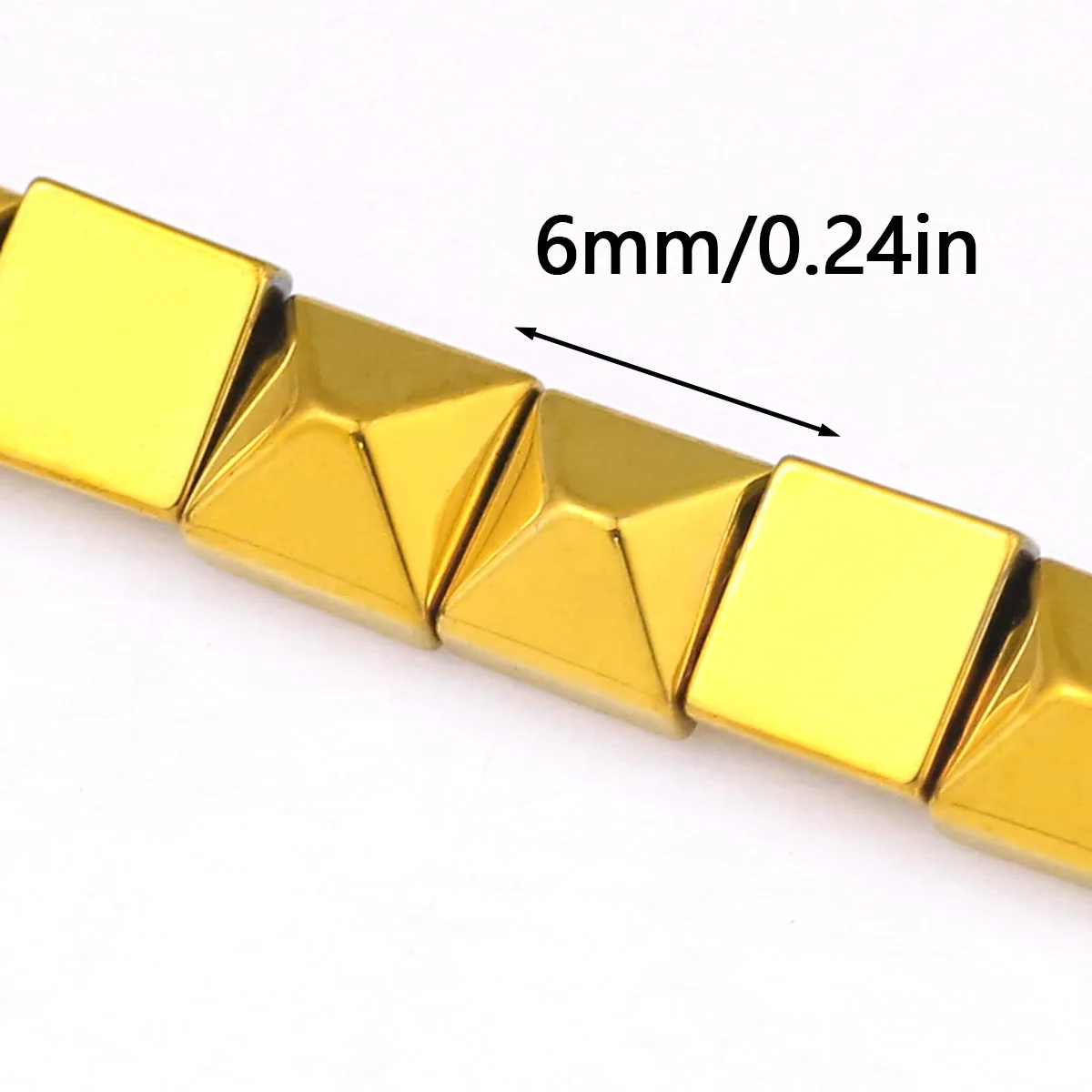 6x6mm Black Gallstone Pyramid-Shaped Gold-Toned Handmade DIY Jewelry Beads Loose Bracelets Necklaces Accessories