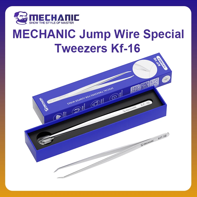 MECHANIC OFFICIAL KF16 Precision Electronic Component Flying Wire Bend Tweezers VShaped Tip NonMagnetic AntiSticking Repair Tool
