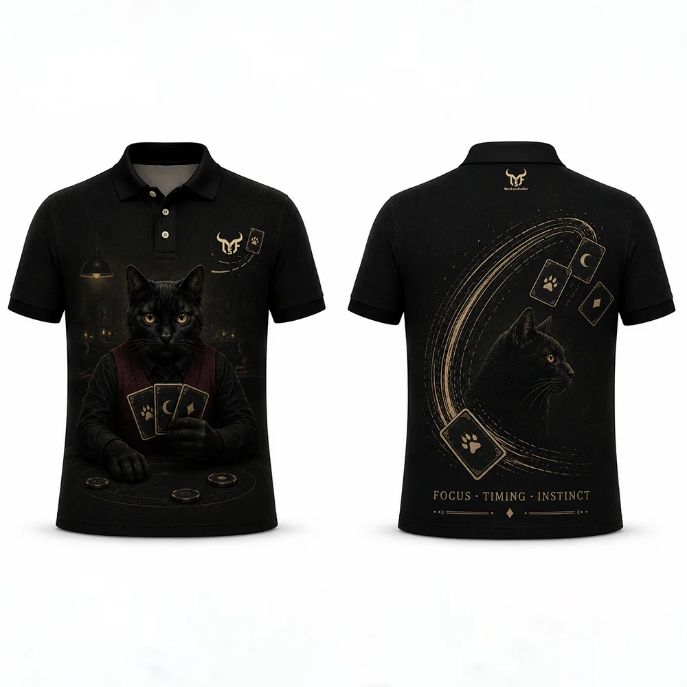 Vintage Lustiges Golf-Katzen-Print Poloshirt Sommer Outdoor-Sport Lässig Atmungsaktiv Reversknöpfe Oberteile Herren Mode Trendy Streetwear – Detail 4