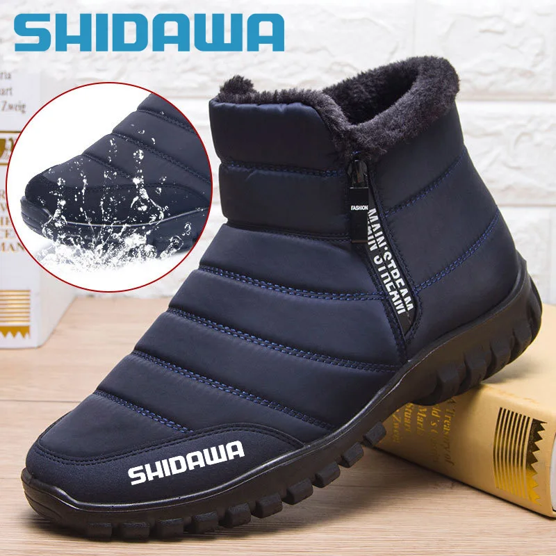 Winter Men's Waterproof Fishing Boots Zipper Sneakers Outdoor Anti Slip Breathable Warm Climbing Shoes Snow Boots Fishing Shoes