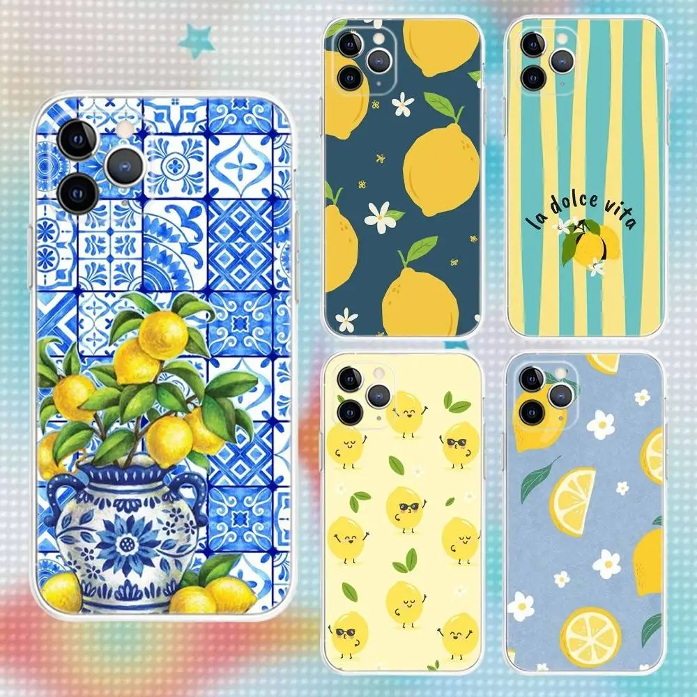 

Lemon Friut Summer Phone Case For iPhone 17,16,15,14,13,12,11 Pro,Max,Plus,Air,X,XS,XR,SE,Mini Transparent Soft