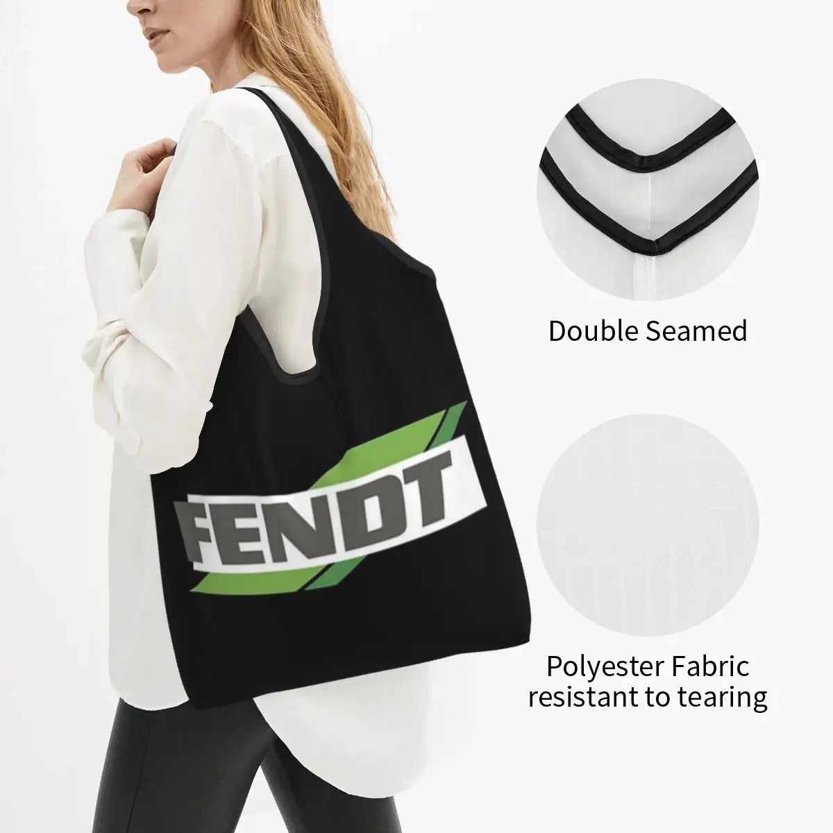 Fendt Caravan Portable Tote Shopping Bags Foldable Shopper Bag Grocery Handbag Shoulder Bag