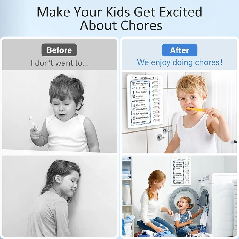 Tabella delle faccende domestiche cancellabile per bambini elenco delle cose da fare scheda di pianificazione delle attività di Routine con adesivi magnetici magnete da frigorifero durevole