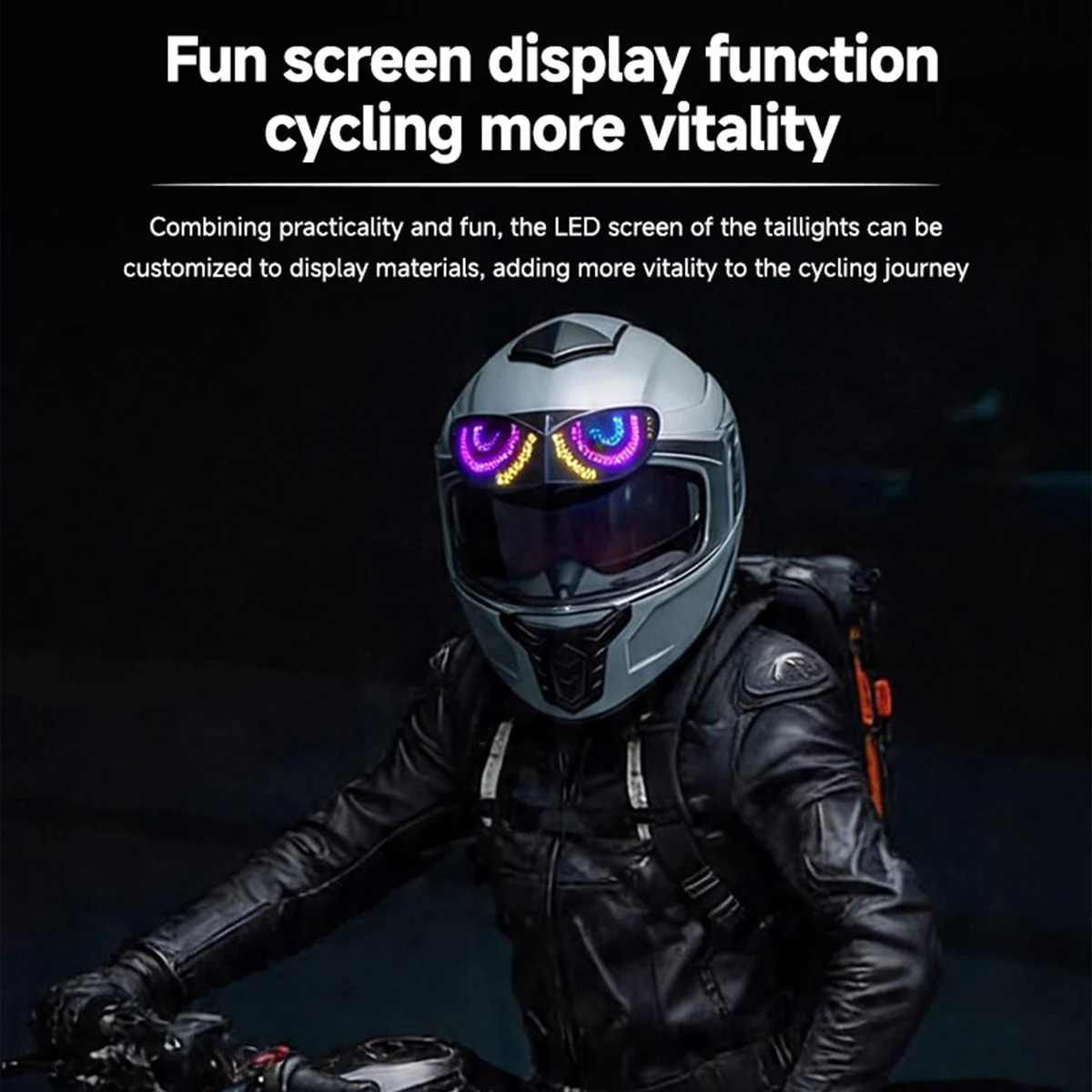 1PC Motorcycle Helmet LED Display Tail Light APP Control Brake Sensing LED Warning Light Motorcycle Accessories