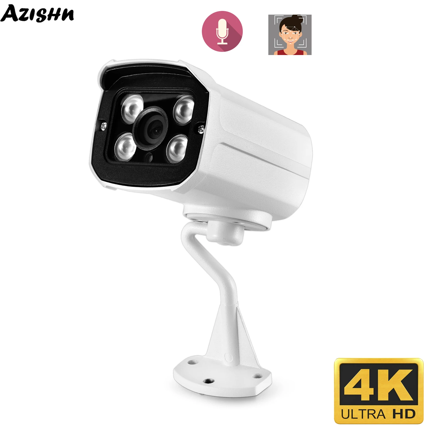 

AZISHN Smart IP Camera 8MP 4K POE Audio Face Detection Outdoor H.265 Security Surveillance Bullet CCTV IR Night Vision Camera