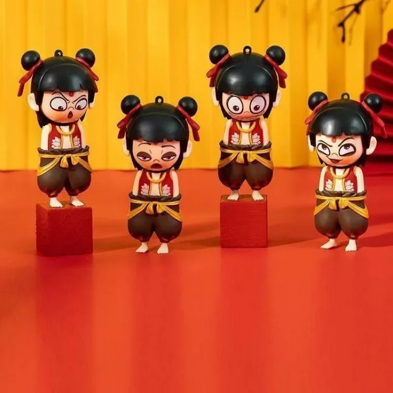 Ne Zha 2 กดเปลี่ยนใบหน้า 4 Expressions ตัวเลขการกระทําตลกตุ๊กตาภาพยนตร์การ์ตูนน่ารักของเล่น Key CHAIN จี้เด็กของขวัญ