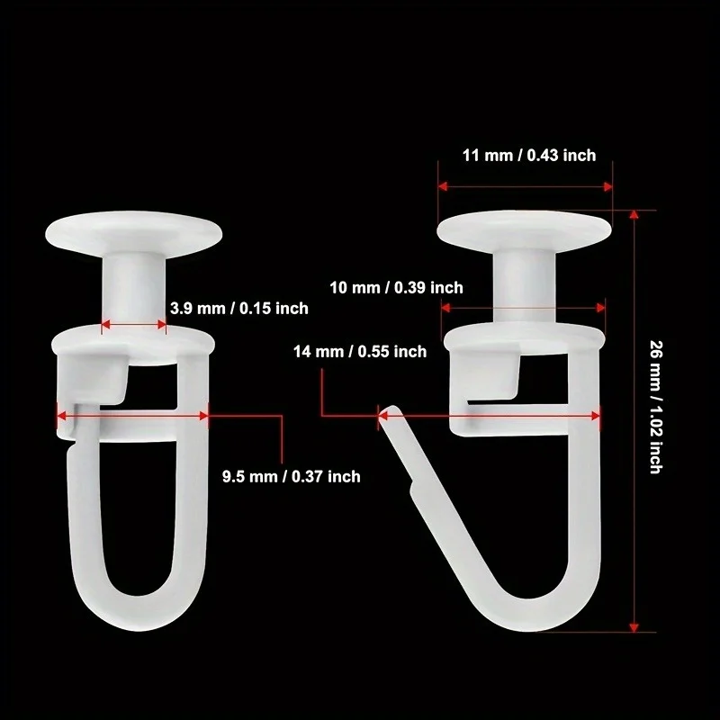 Curtain Track Rollers with Lockable Hooks, Easy Glide Curtain Hangers with Large Opening for Effortless Curtain