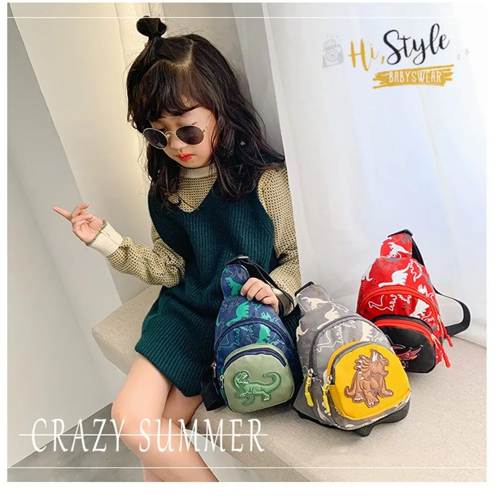 

Nylon Sling Bag Toddler Travel Shoulder Chest Bags Baby Girls Boy Dinosaur Cartoon School Bags