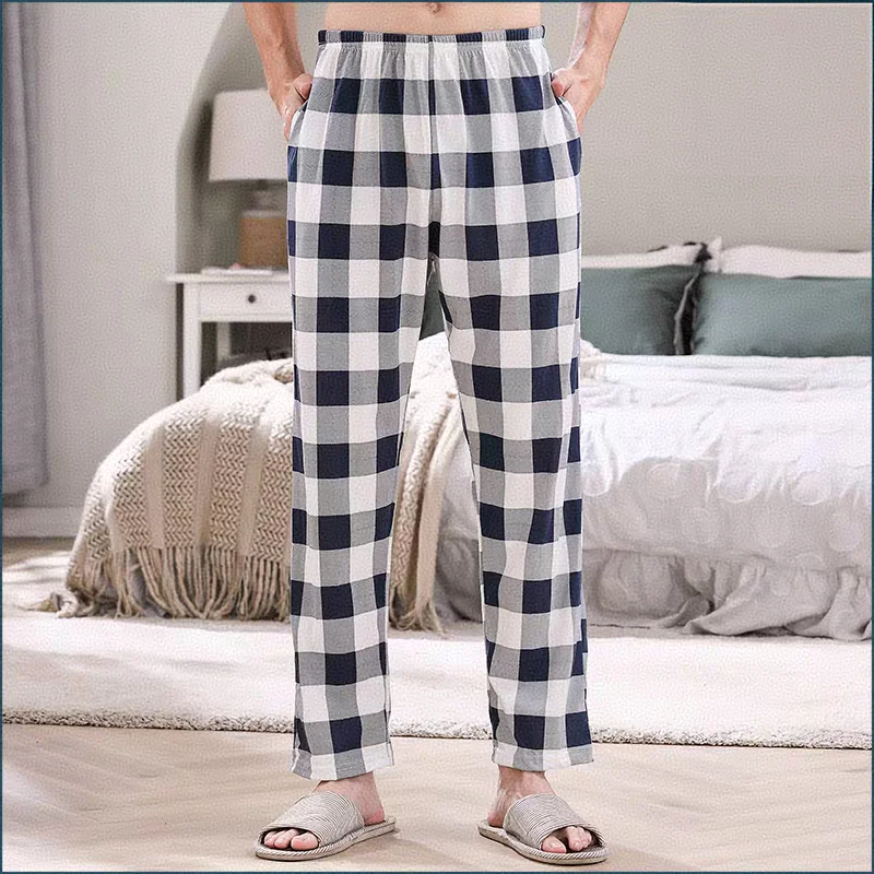 

Летние мужские пижамные брюки, повседневные тонкие цельные длинные брюки больших размеров, домашние брюки для подростков, которые можно носить вне дома