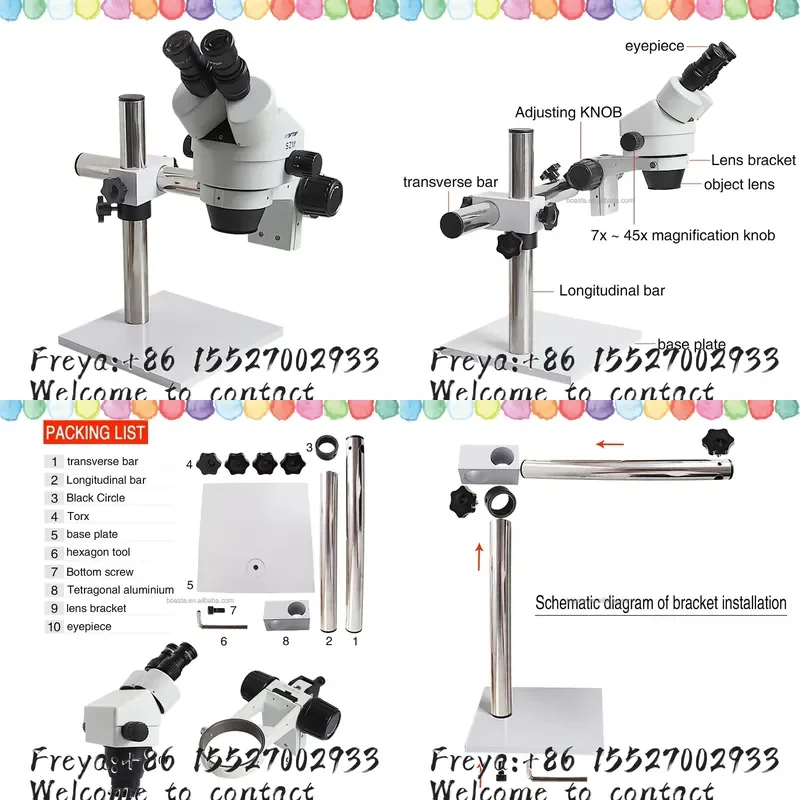 Boasta 7X-45X Jewelry Setting Stereo Microscope with 10X Eyepieces Binocular Zoom Microscope Full Set Micro Setting Equipment
