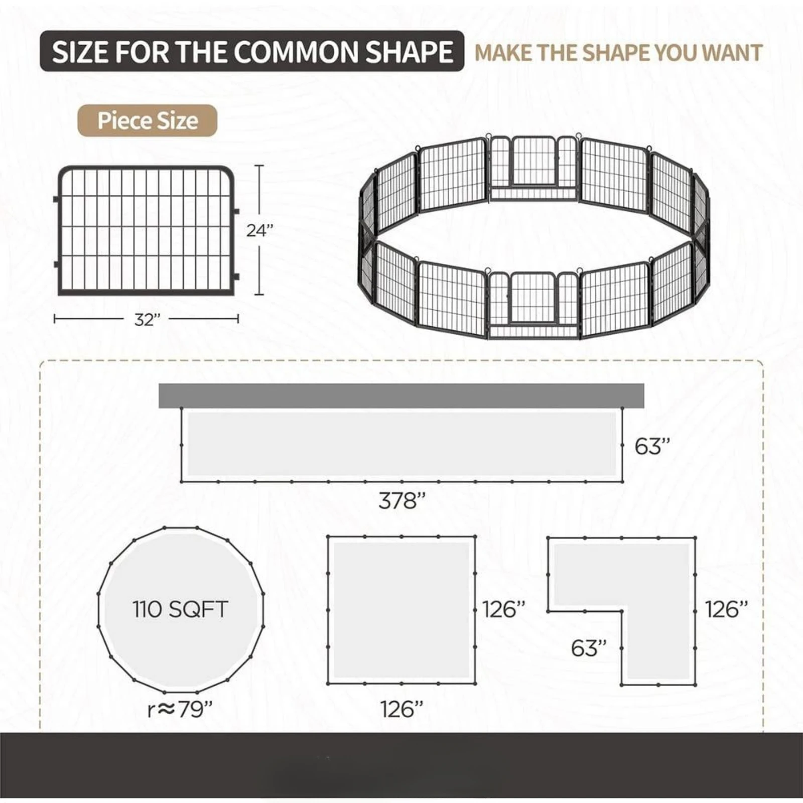 US 24 in. H Bold Metal Foldable Heavy-Duty Pet Playpen with Door, Indoor/Outdoor Portable Kennel (16 Panels)