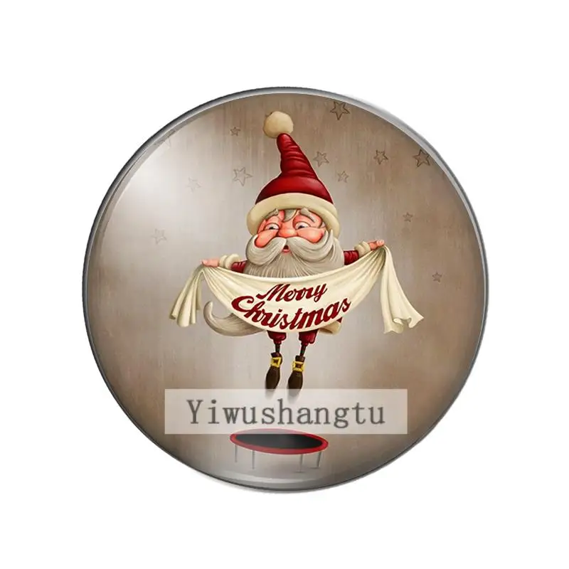 Cartoon Santa Claus merry christmas pattern 12mm/20mm/25mm/30mm Round photo glass cabochon demo flat back Making findings