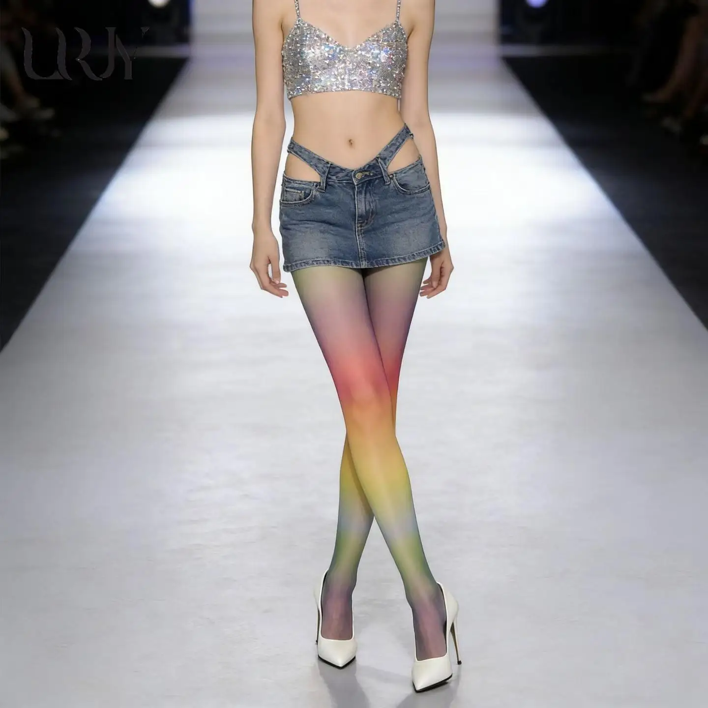 Fashion Week Rainbow Series Pantyhose Lente/Zomer Dopamine Series Pantyhose Jumpsuit Panty's