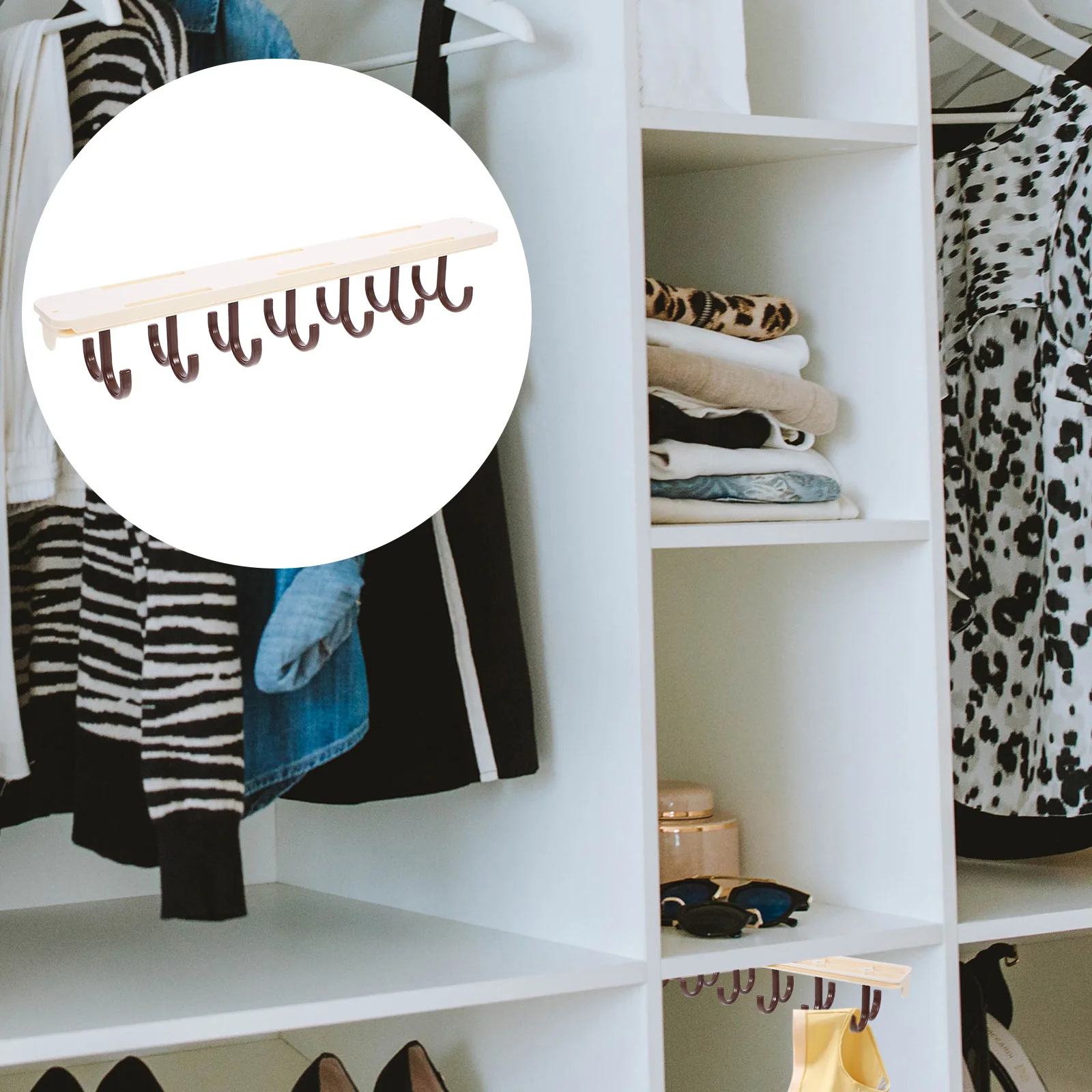 

Telescopic Wardrobe Hook Hanger Bar Foldable Pants Sliding Pull Out Trousers Rack Clothes Storage ganizer Milk Brown Large