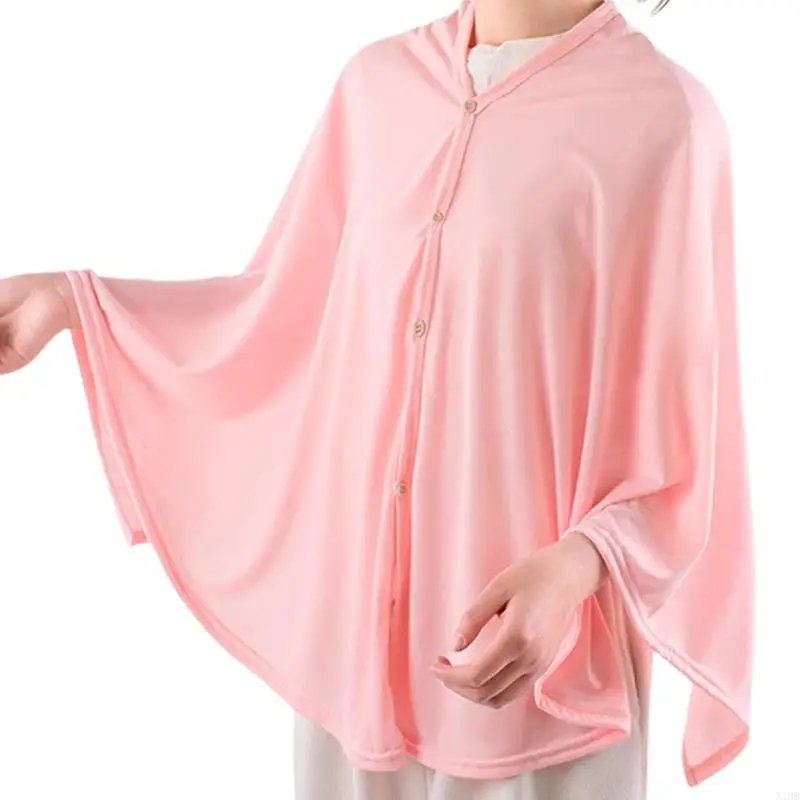 N1HB Comfortable Baby Feeding Shawl Cotton Privacy Protecor Sleeve Nursing Cover Wearable Shawl for Mom Outdoor Use