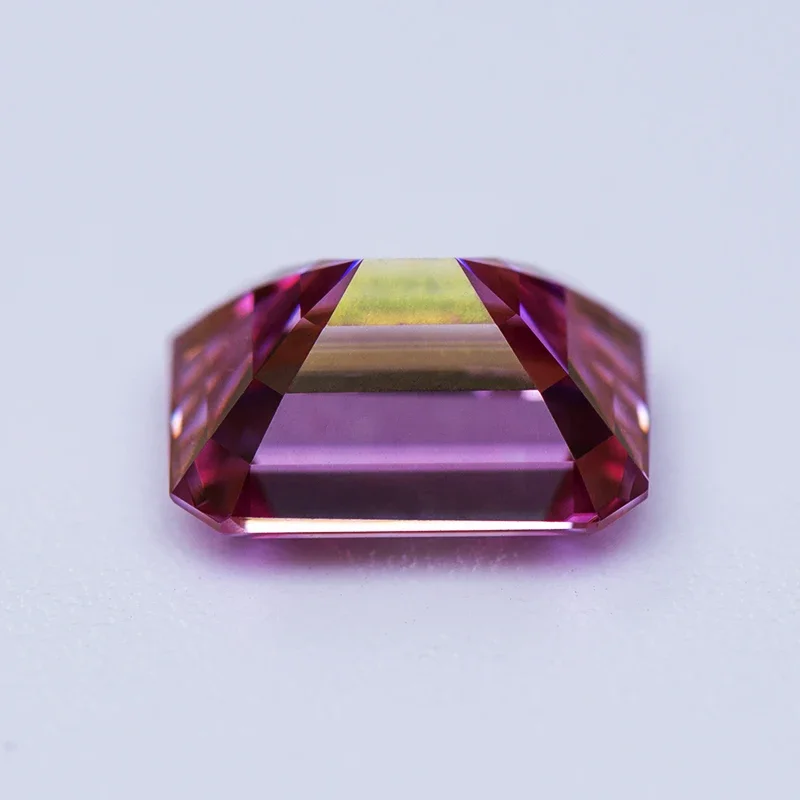 Moissanite Pedra Esmeralda Corte, Sakura Cor Rosa, Laboratório Crescido Encantos De Diamante, Anel Colar e Brincos, Materiais Principais, Certificado GRA