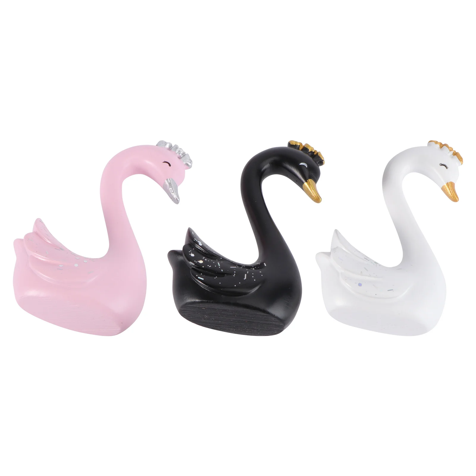 

3Pcs Elegant Resin Swan Adornment Cake Topper Desktop Craft Decoration Car Interior Ornament Cake Swan Topper Decor